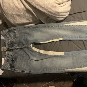 Gallery Dept Light Blue Skinny Jeans with Cream Side Panels